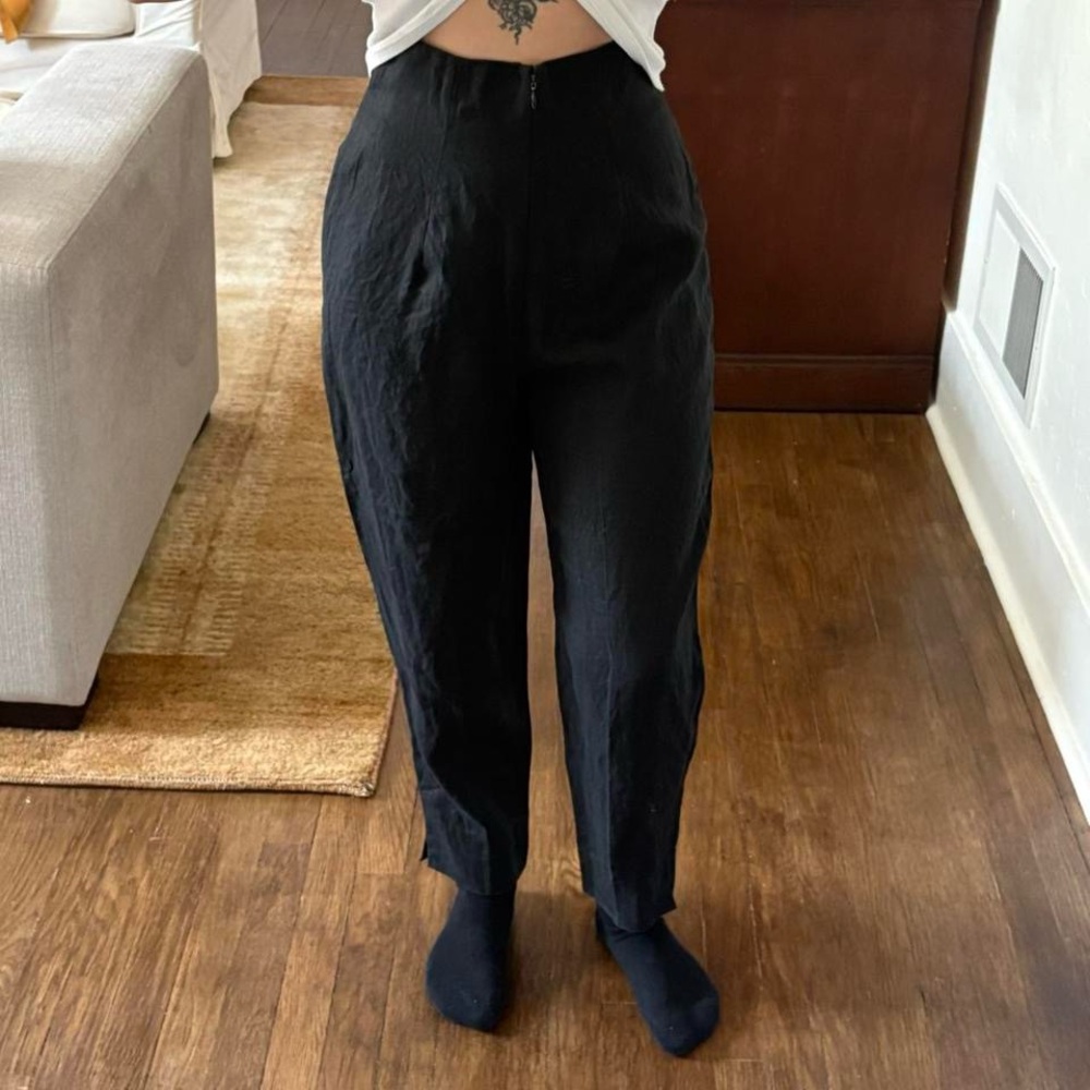 Donna Karan vintage linen high waisted straight leg pants